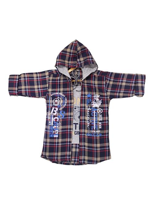 kids hood neck checkered regular jackets - 20978350 - Very Small Image - 1