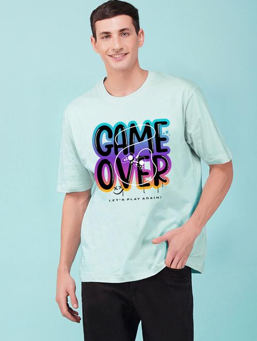 light blue cotton blend front print tshirt - 20978576 - Very Small Image - 1