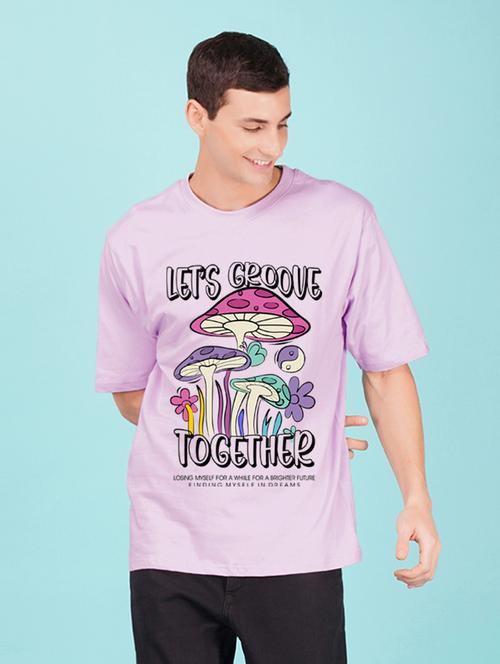 purple cotton blend front print tshirt - 20978579 - Very Small Image - 1