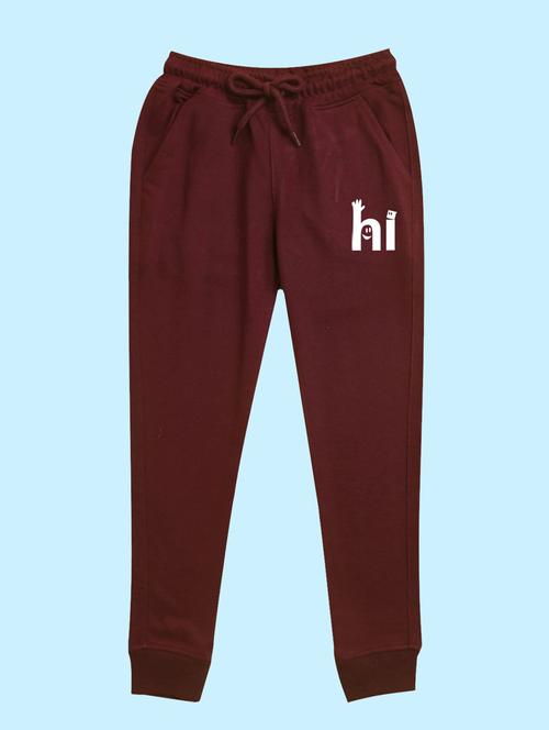 burgundy placement print detailed track pant - 20978665 - Very Small Image - 1