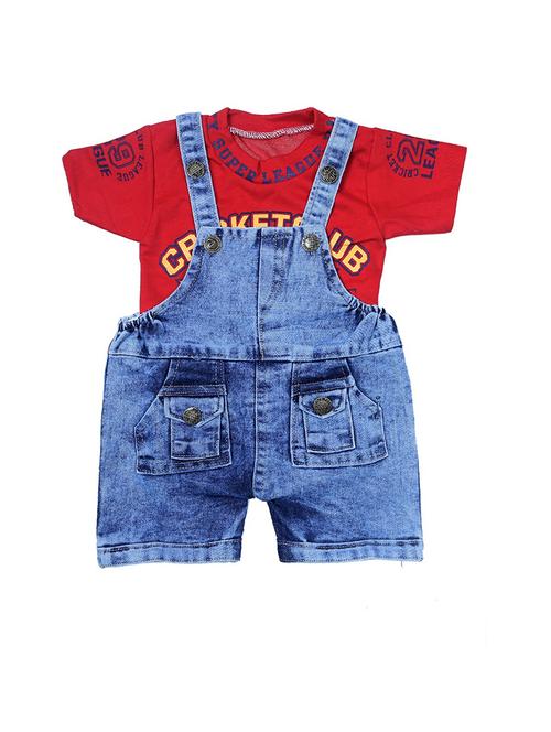 kids printed t-shirt & dungree set - 20979045 - Very Small Image - 1