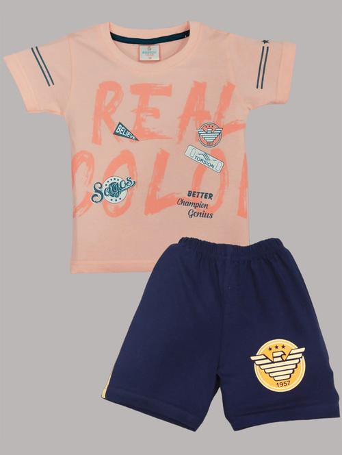 kids typographic printed t-shirt & shorts set - 20979103 - Very Small Image - 1
