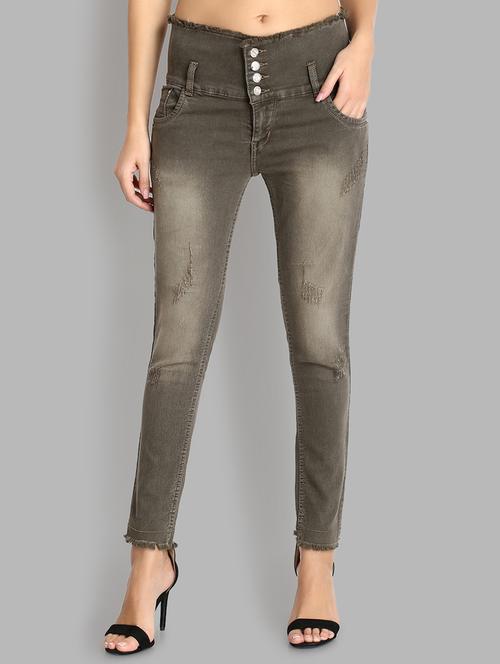 brown distressed detailed denim jeans - 20980704 - Very Small Image - 1
