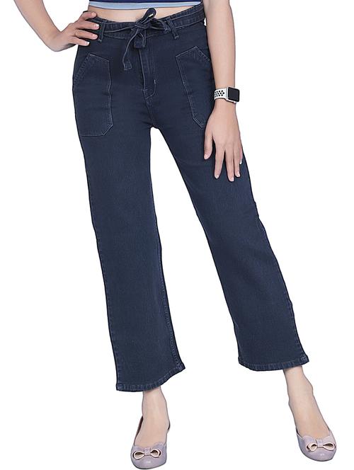 solid blue detailed denim jeans - 20980828 - Very Small Image - 1