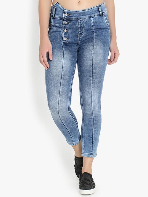 solid light blue detailed denim jeans - 20981162 - Very Small Image - 1