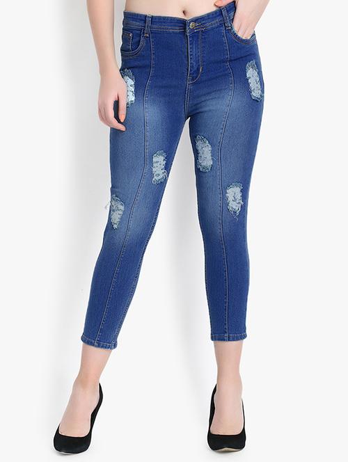women distressed mid rise jean - 20981422 - Very Small Image - 1
