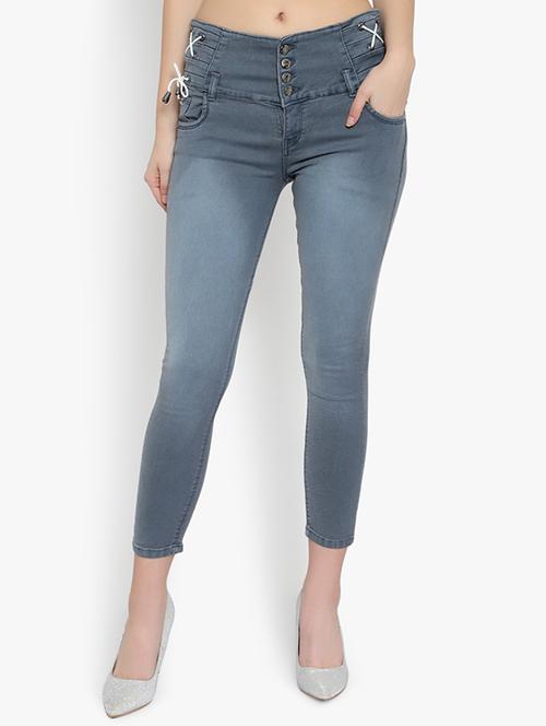 solid grey detailed skinny fit jeans - 20981472 - Very Small Image - 1