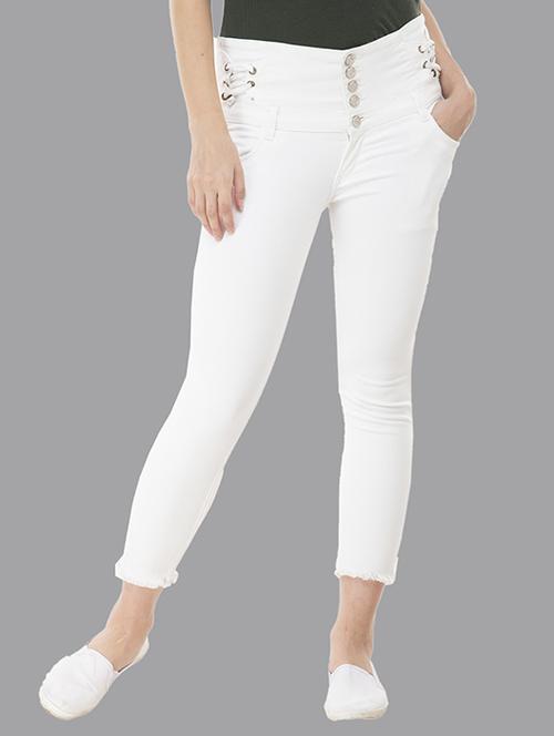solid white detailed skinny fit jeans - 20981503 - Very Small Image - 1