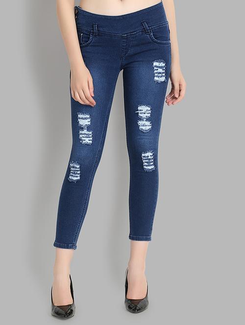 blue distressed detailed denim jeans - 20981515 - Very Small Image - 1