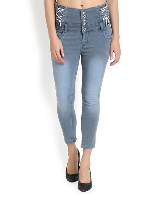 solid grey detailed denim jeans - 20981708 - Very Small Image - 1