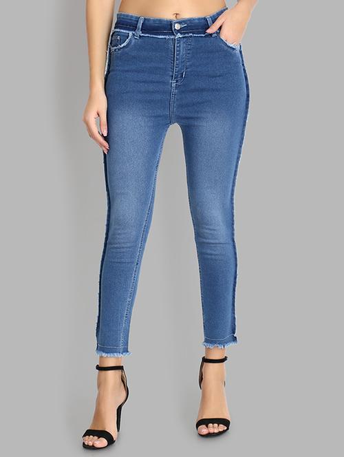solid blue detailed denim jeans - 20981723 - Very Small Image - 1