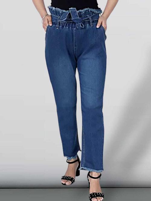 solid blue detailed denim jeans - 20981842 - Very Small Image - 1