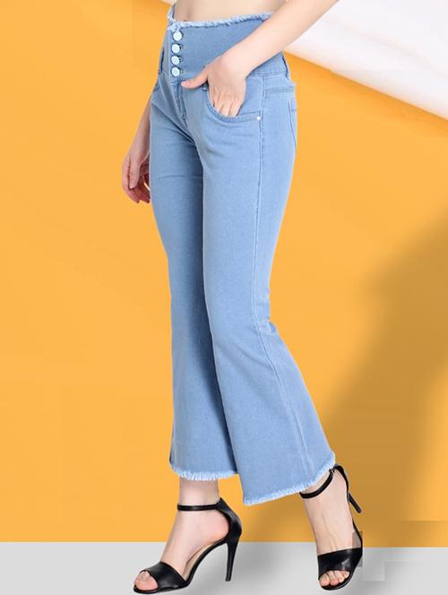 solid light blue bootcut denim jeans - 20981874 - Very Small Image - 1