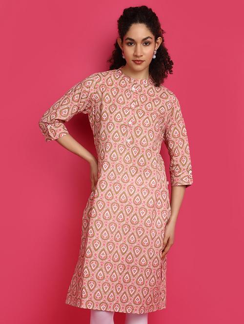 pink printed straight kurta - 20982343 - Very Small Image - 1