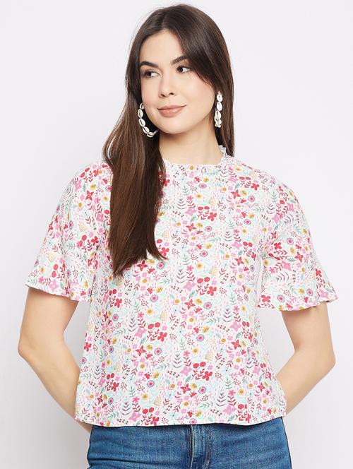 white floral printed casual top - 20982577 - Very Small Image - 1
