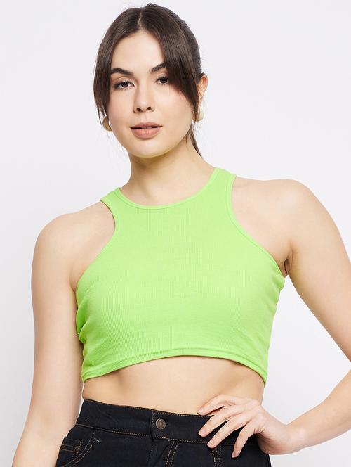 lime hosiery crop top - 20982611 - Very Small Image - 1