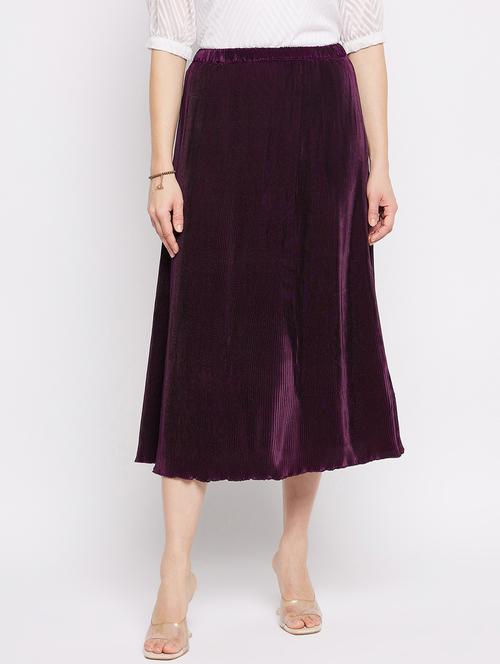 purple satin pleated skirts - 20982670 - Very Small Image - 1