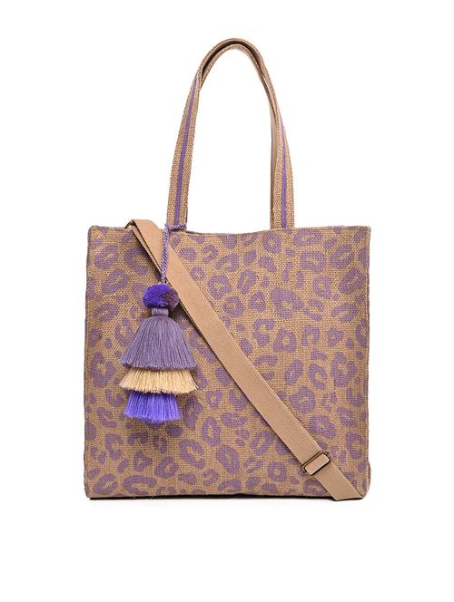 purple jute printed tote bag - 20983016 - Very Small Image - 1