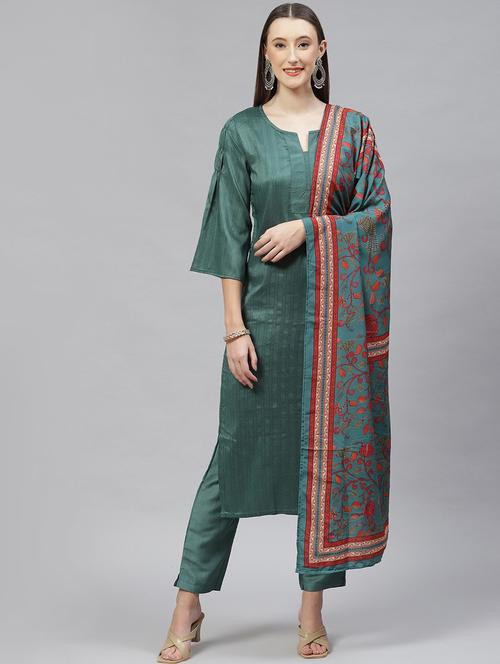 women notch neck kurta pant set with dupatta - 20983112 - Very Small Image - 1