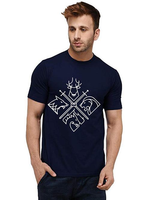 men round neck front printed t-shirt - 20984026 - Very Small Image - 1