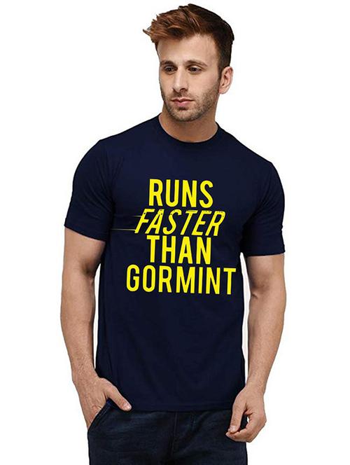men round neck front print t-shirt - 20984503 - Very Small Image - 1