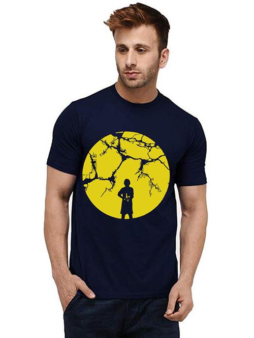 men round neck front print t-shirt - 20984995 - Very Small Image - 1