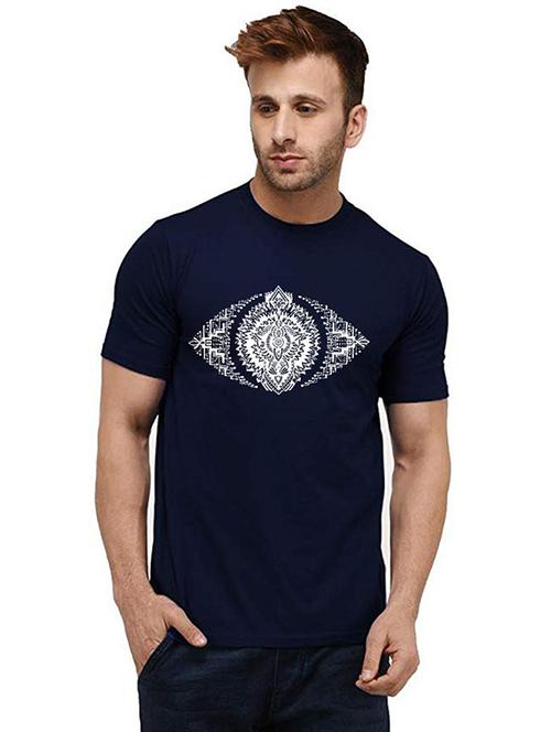 men round neck front printed t-shirt - 20985569 - Very Small Image - 1