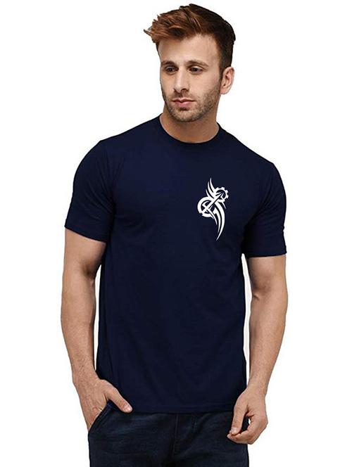 men round neck placement print t-shirt. - 20986563 - Very Small Image - 1