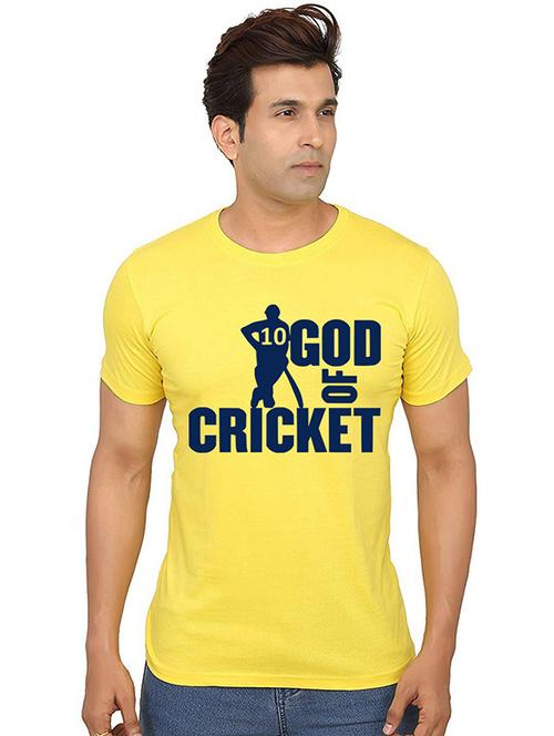 yellow front printed casual t-shirt - 20986985 - Very Small Image - 1