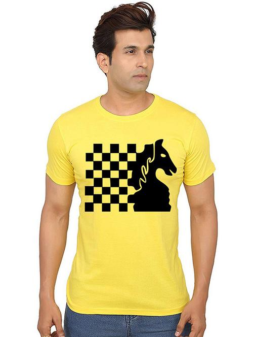 yellow front printed casual t-shirt - 20987013 - Very Small Image - 1