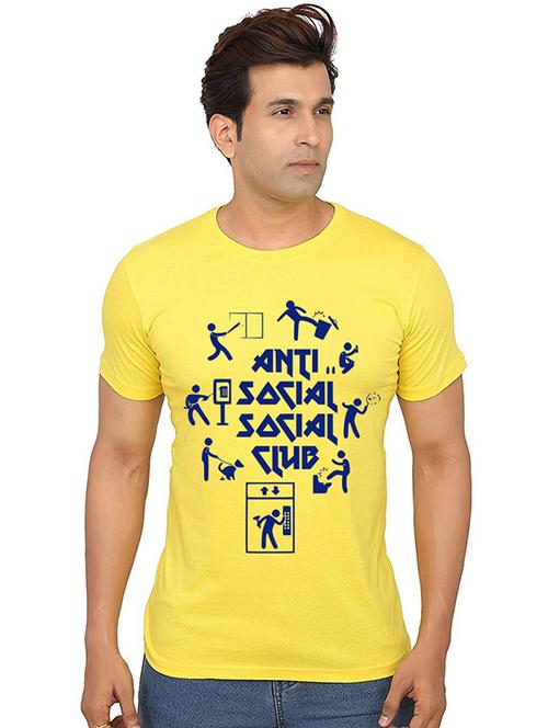 yellow cotton front print tshirt - 20987016 - Very Small Image - 1