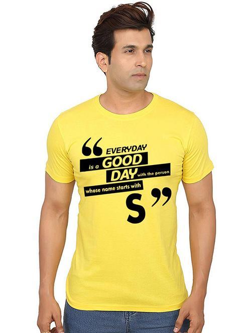 yellow front printed casual t-shirt - 20987105 - Very Small Image - 1