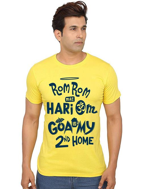 yellow front printed casual t-shirt - 20987132 - Very Small Image - 1
