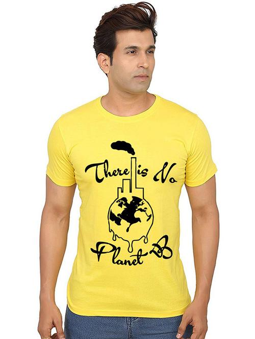 yellow front printed casual t-shirt - 20987154 - Very Small Image - 1