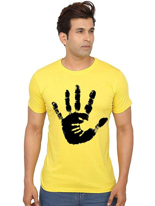yellow front printed casual t-shirt - 20987156 - Very Small Image - 1
