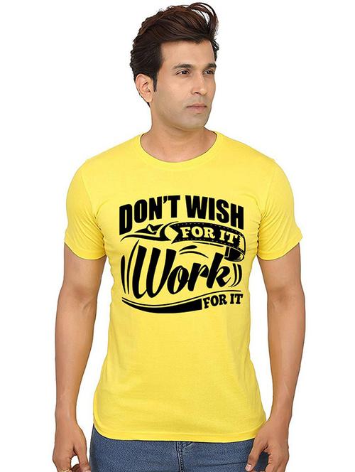 yellow front printed casual t-shirt - 20987170 - Very Small Image - 1