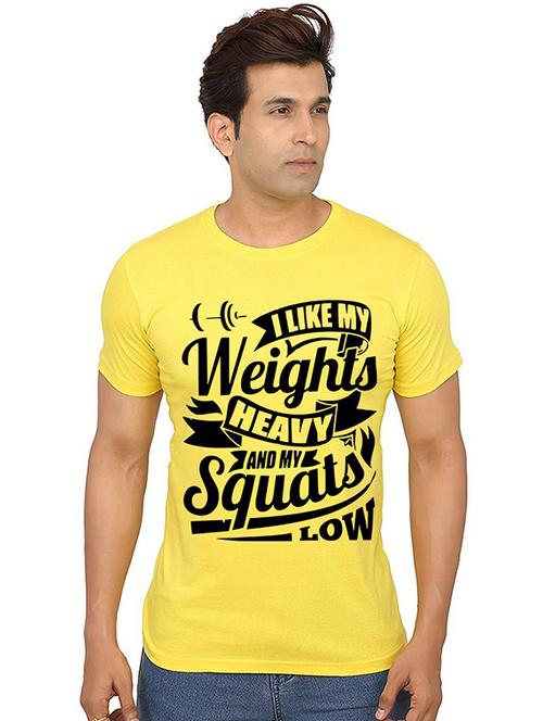 yellow front printed casual t-shirt - 20987179 - Very Small Image - 1
