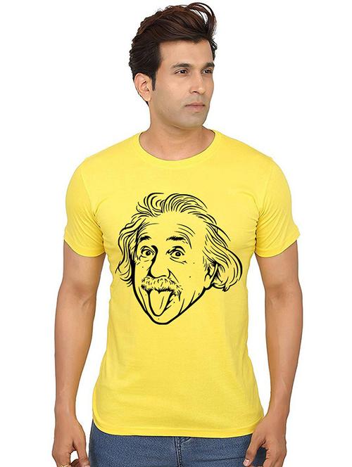 yellow front printed casual t-shirt - 20987213 - Very Small Image - 1