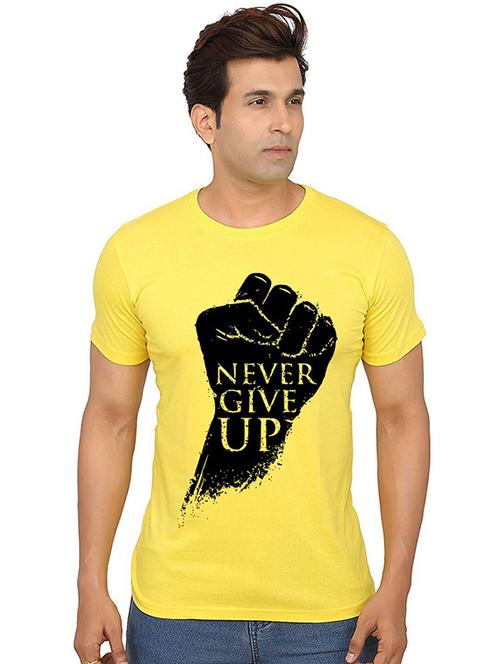 yellow front printed casual t-shirt - 20987312 - Very Small Image - 1
