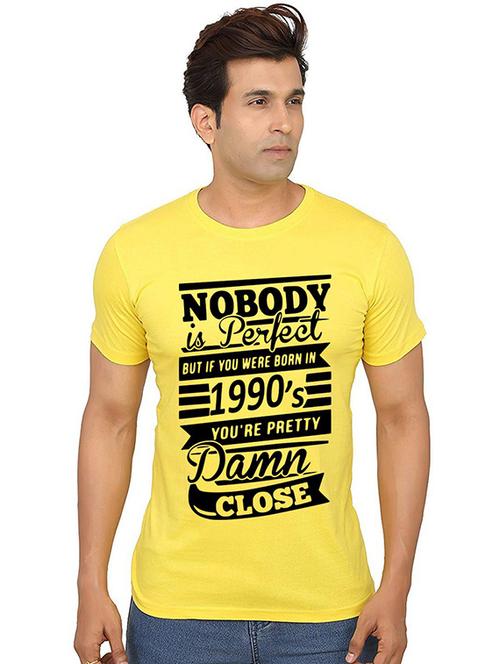 yellow front printed casual t-shirt - 20987450 - Very Small Image - 1