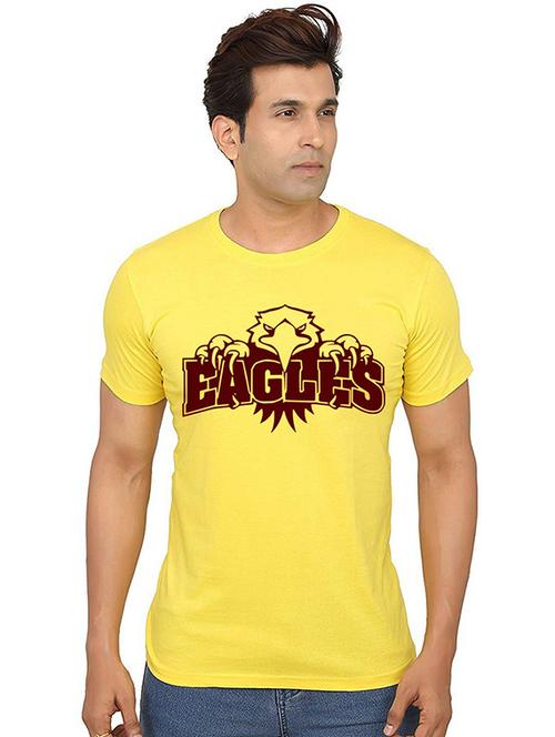 yellow front printed casual t-shirt - 20987451 - Very Small Image - 1