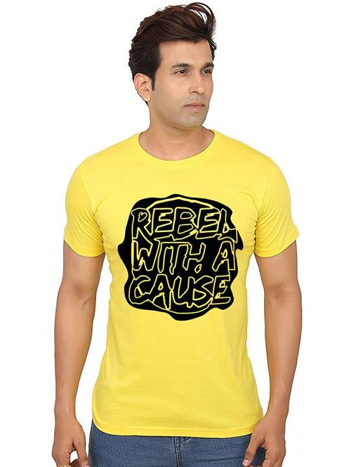 yellow front printed casual t-shirt - 20987499 - Very Small Image - 1