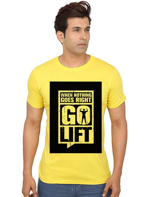 yellow front printed casual t-shirt - 20987548 - Very Small Image - 1