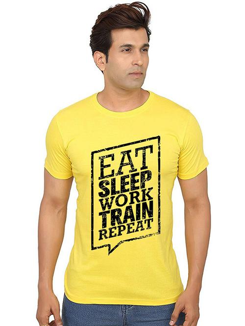 yellow front printed casual t-shirt - 20987549 - Very Small Image - 1