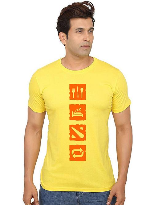 yellow front printed casual t-shirt - 20987592 - Very Small Image - 1