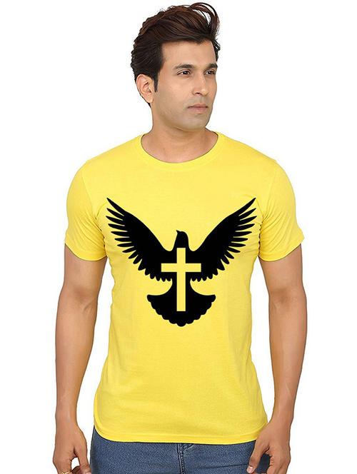 yellow front printed casual t-shirt - 20987683 - Very Small Image - 1