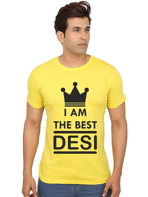 yellow front printed casual t-shirt - 20987736 - Very Small Image - 1