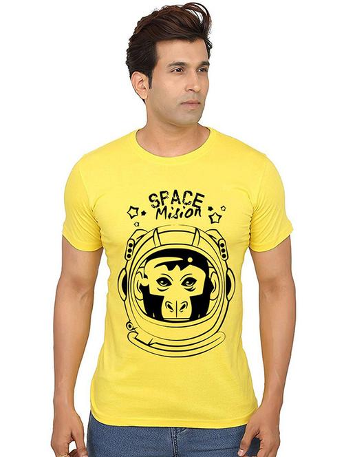 yellow front printed casual t-shirt - 20990541 - Very Small Image - 1
