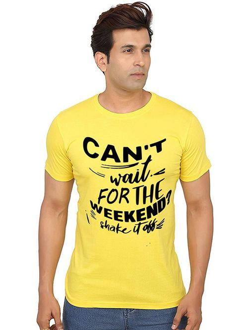 yellow front printed casual t-shirt - 20990580 - Very Small Image - 1