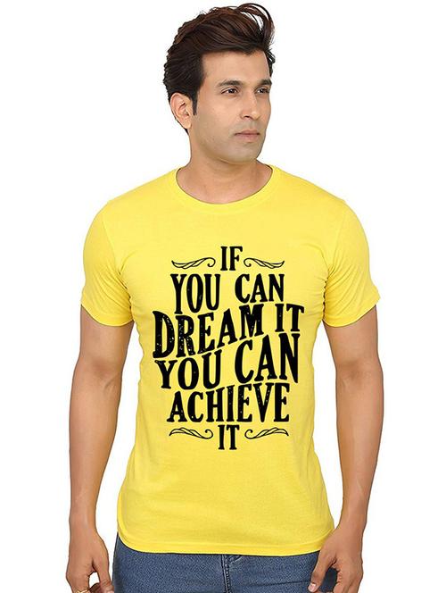 yellow front printed casual t-shirt - 20990767 - Very Small Image - 1